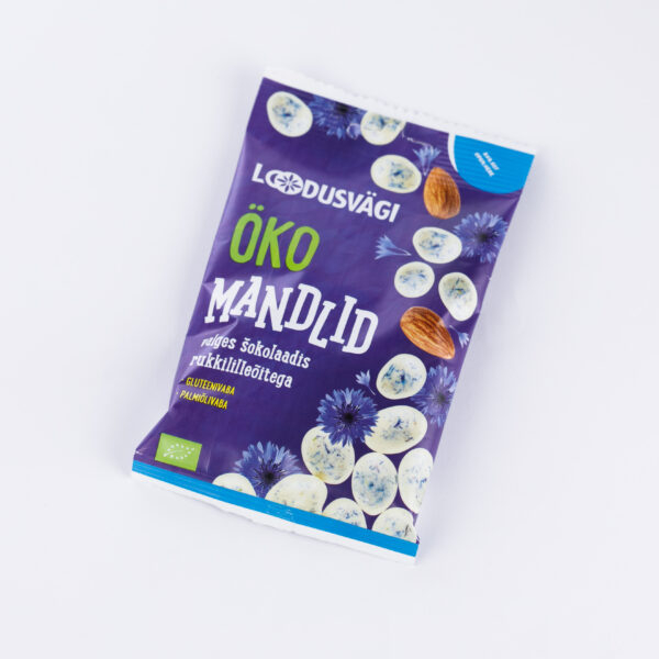 Mandlid valges rukkililleõitega šokolaadis 50g Loodusvägi