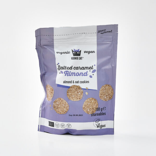 Mini kaerahelbeküpsised karamellistatud mandlitega 100g Kookie Cat