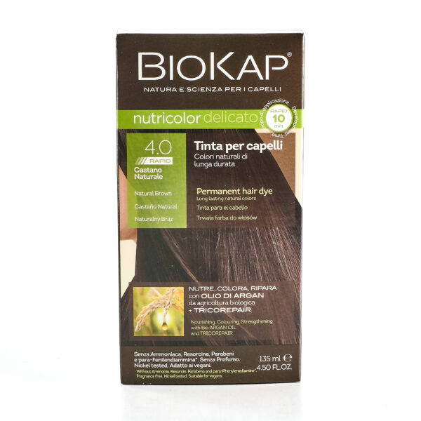 Juuksevärv naturaalne pruun 4.0, püsivärv 140ml Biokap Nutricolor Delicato