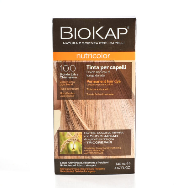Juuksevärv kuldne ektrahele blond 10.0, püsivärv 140ml Biokap Nutricolor