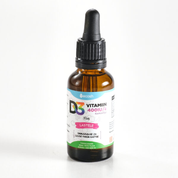 Vitamiin D3 lastele 400IU kookosõliga 30ml Ecosh Life