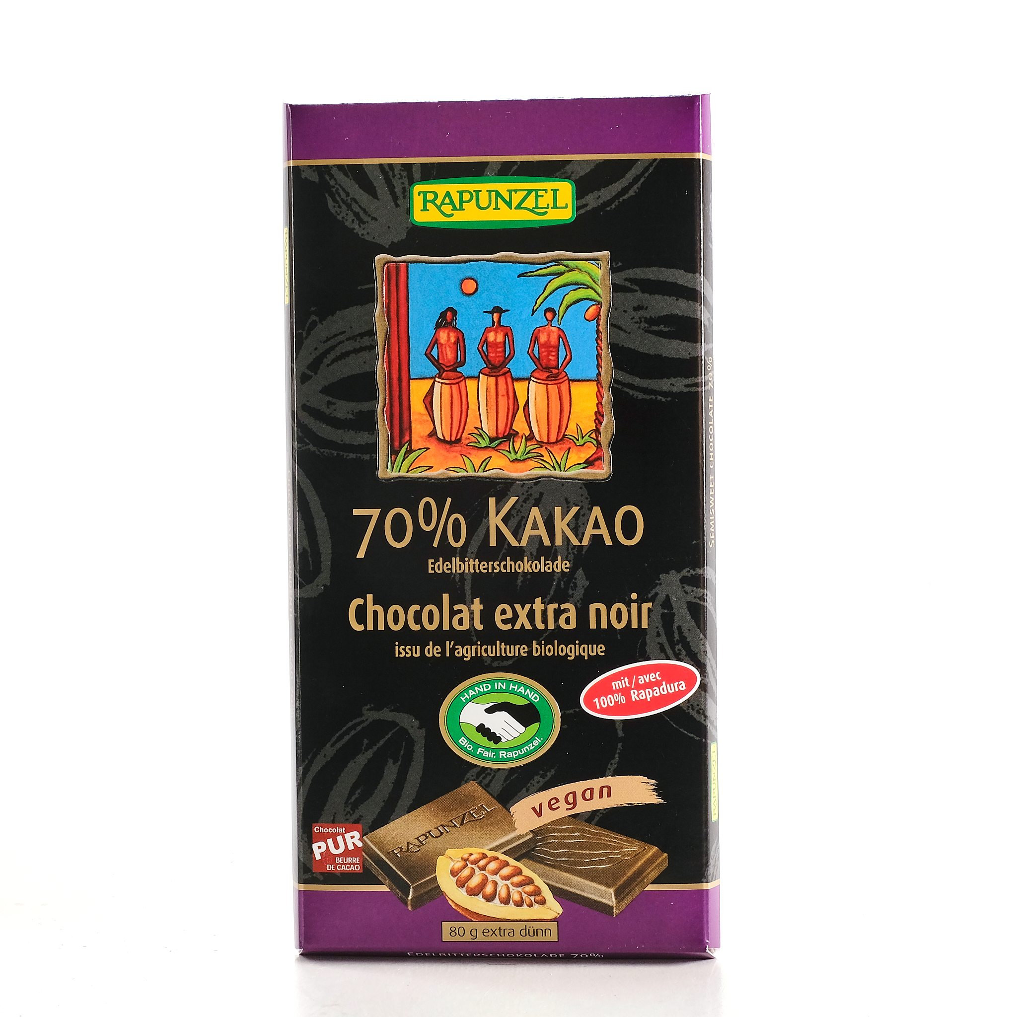 Poolmõru šokolaad 70% kakaod 80g Rapunzel