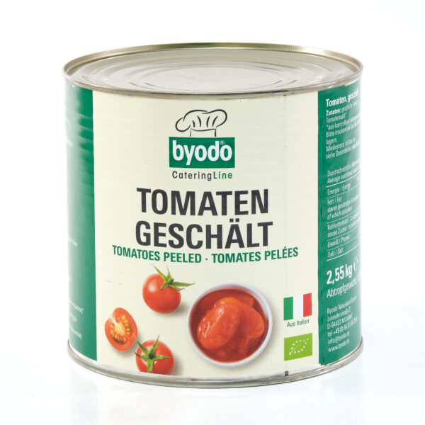 Kooritud tomatid 2,55kg Byodo