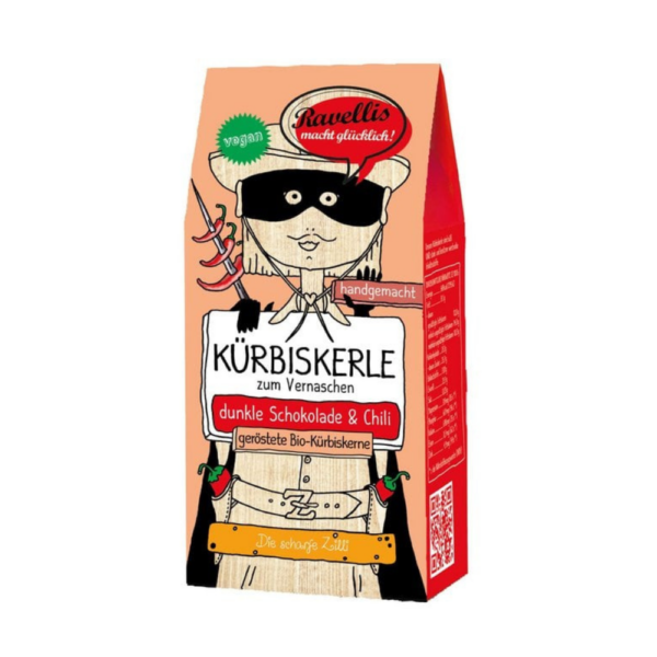 Kõrvitsaseemned tumedas šokolaadis tšilliga 80g Ravellis