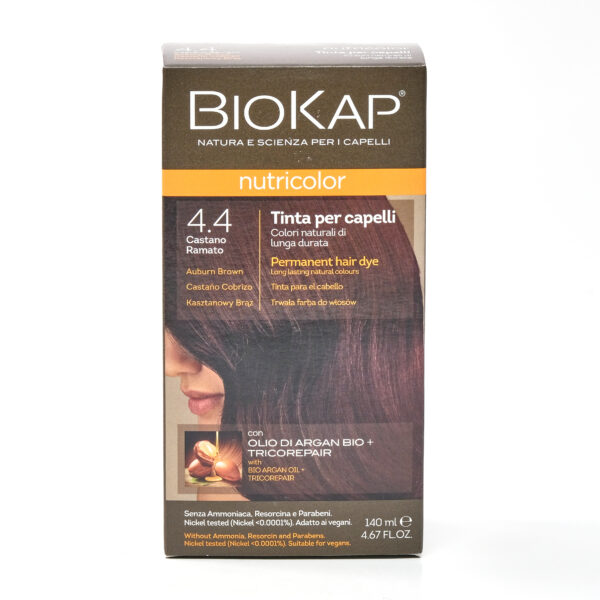Juuksevärv punakaspruun 4.4, püsivärv 140ml Biokap Nutricolor