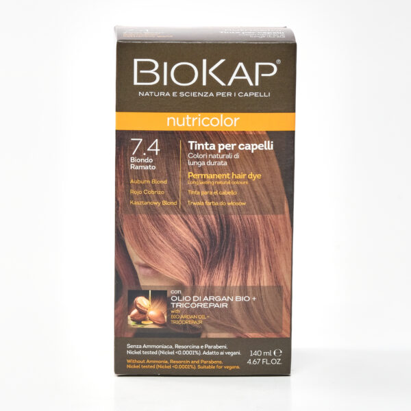 Juuksevärv punakasblond 7.4, püsivärv 140ml Biokap Nutricolor