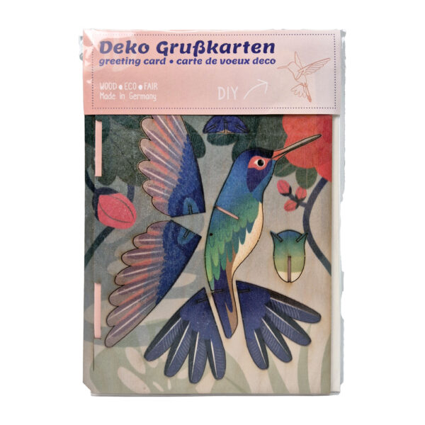 Puidust õnnitluskaart / 3D mudel Koolibri