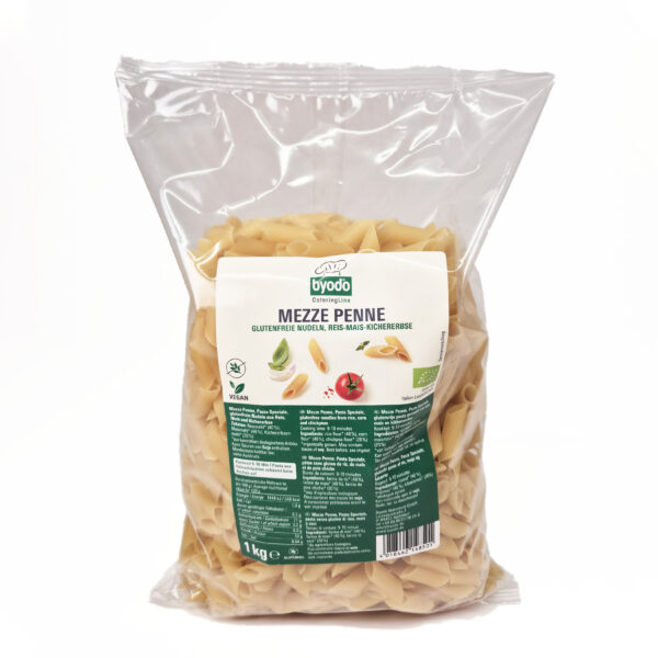 Mezze penne riisi-maisi-kikerhernejahust 1 kg Byodo