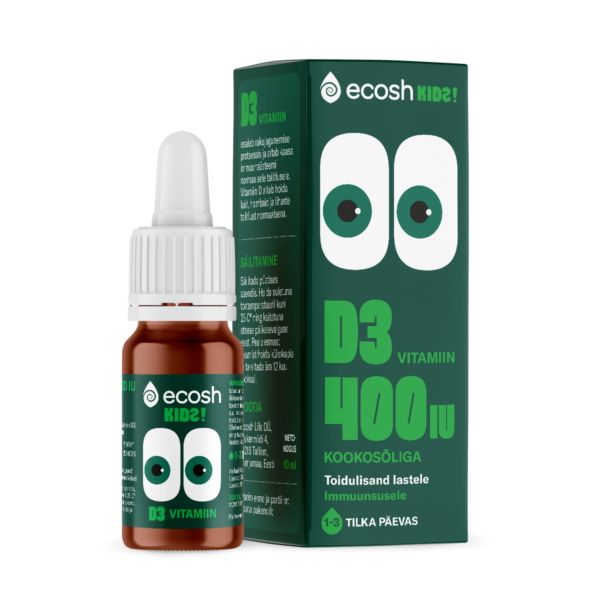 Vitamiin D3 kookosõliga 400-IU lastele 10ml Ecosh
