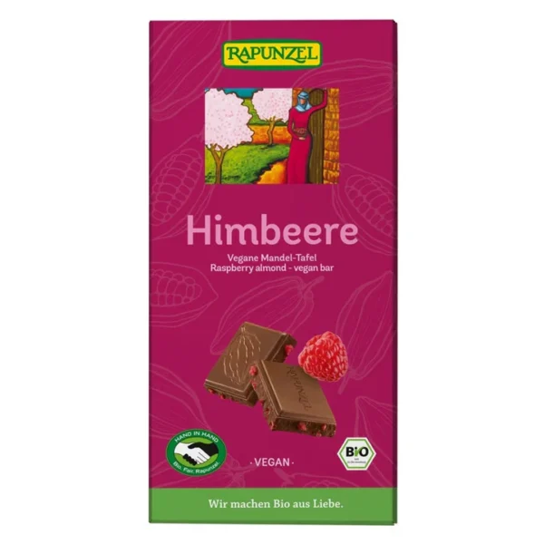 Veganšokolaad mandlite ja vaarikatega 100g Rapunzel