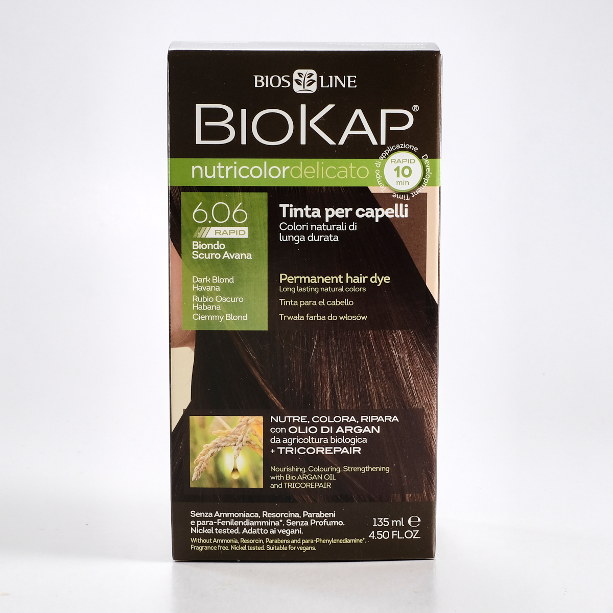Juuksevärv Havanna tumeblond 6.06, püsivärv 140ml Biokap Nutricolor
